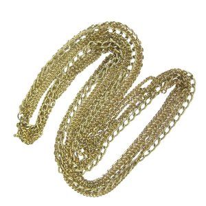 Goldtone Chain Necklace 36  Inch Unisex Multi Strand Vintage 1970 1980 NO CLASP